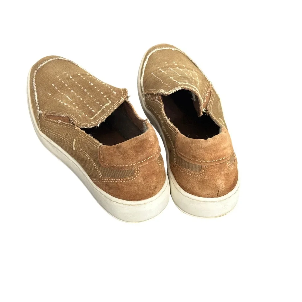 Roan by Bed‎ Stu Kayson Mens 11 Tan Brown Canvas Slip On Sneakers Loafers